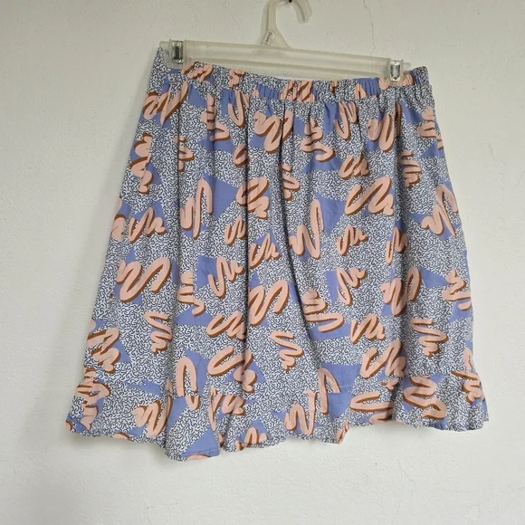 Retro 80s 90s Multi Memphis Style Ruffle Skirt Size Small Compañía Fantástica - Picture 7 of 11
